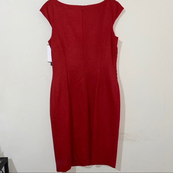 NWT David Meister Bateau Neckline Red Chic Knee-length Cocktail Dress - Picture 5 of 16